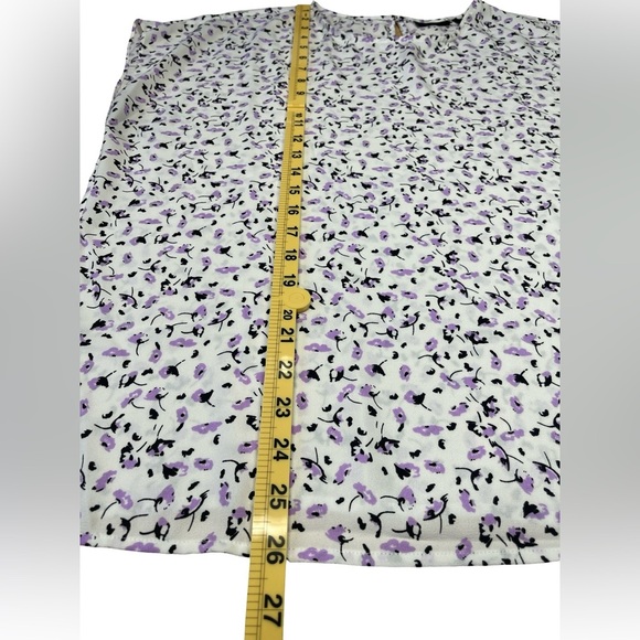 Halogen Floral Print Cap Sleeve Loose Fit Blouse - Spring Summer Office - Large - Picture 10 of 12